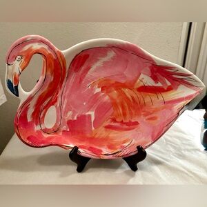 Tommy Bahama Flamingo Melamine serving plate / tray. 14.5”L x 9”H